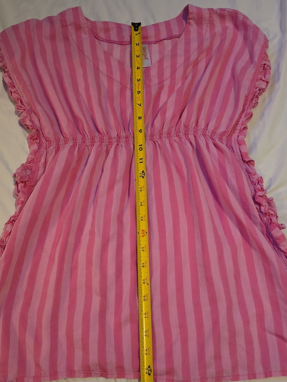 Cat & Jack Pink Striped V-Neck Ruffle Swim Suit Cover - Picture 5 of 5